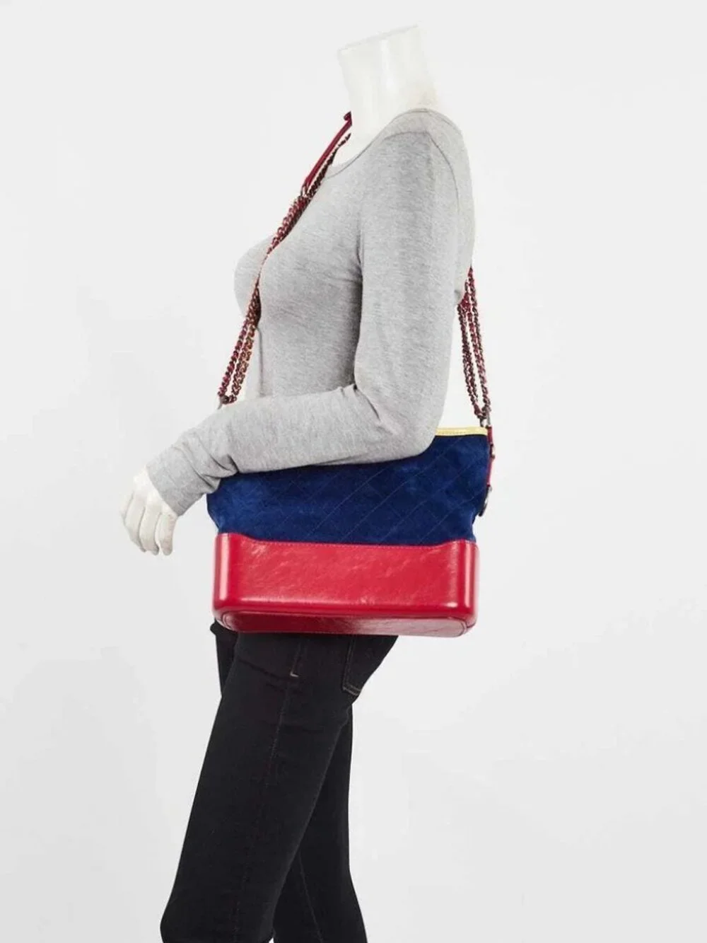 Chanel Multicolor Quilted Suede and Leather Medium Gabrielle Hobo Bag